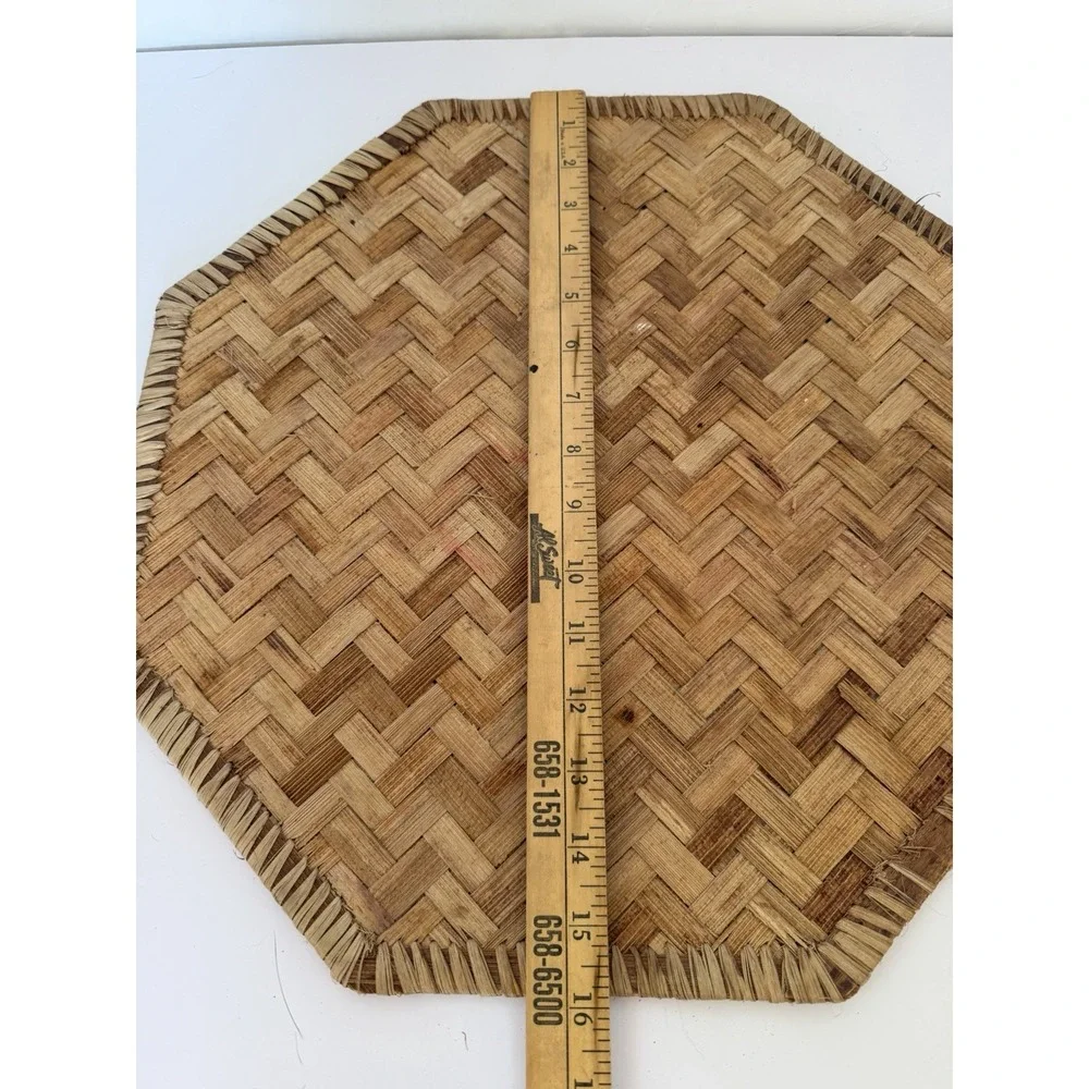 Vtg Boho Set of 3 Woven Hexagon 100% Abaca Placemats Phillipines 16